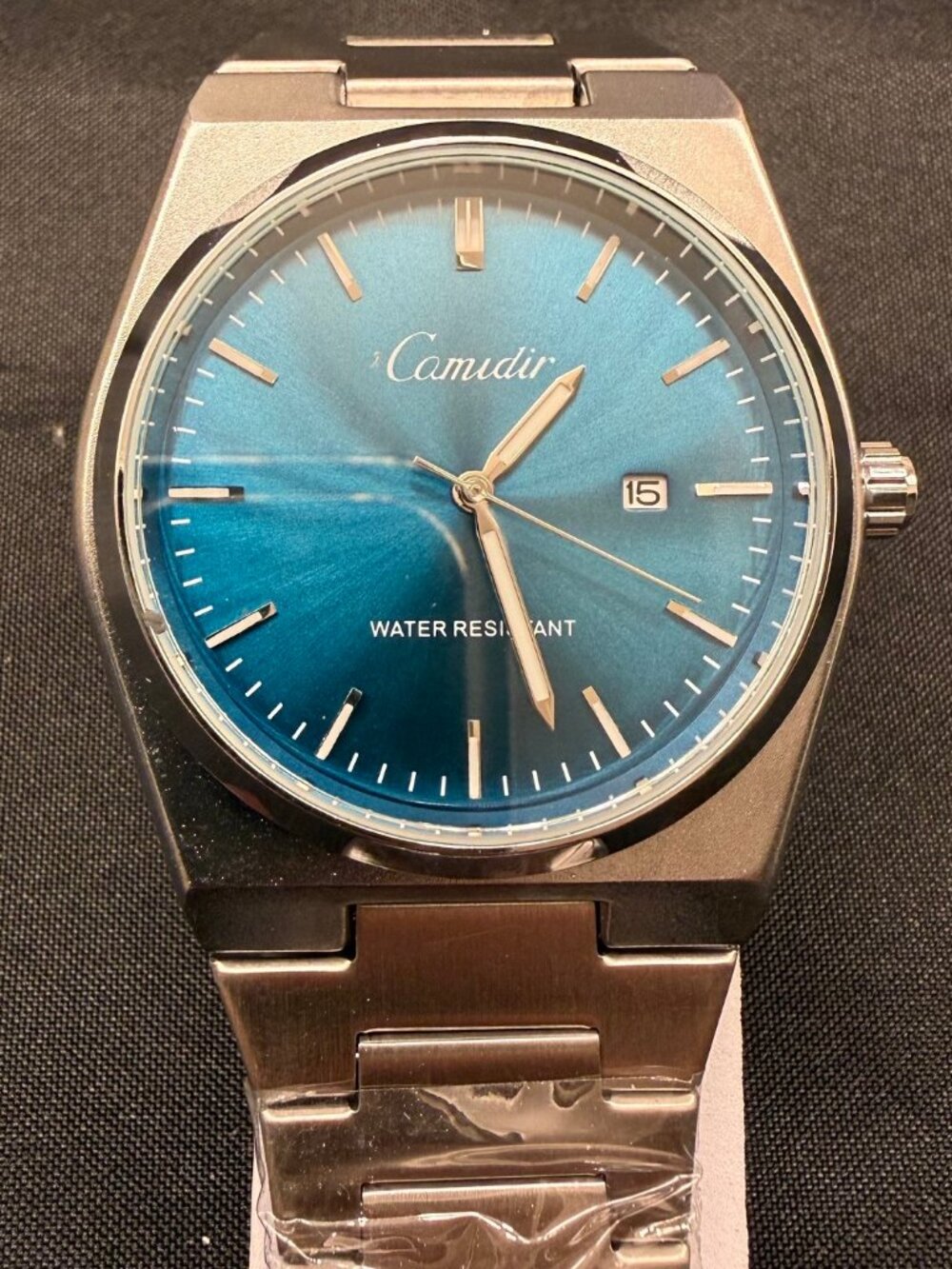 Camudir Teal Blue 37mm Quartz Date Business Waterproof Wrist Watch NEW